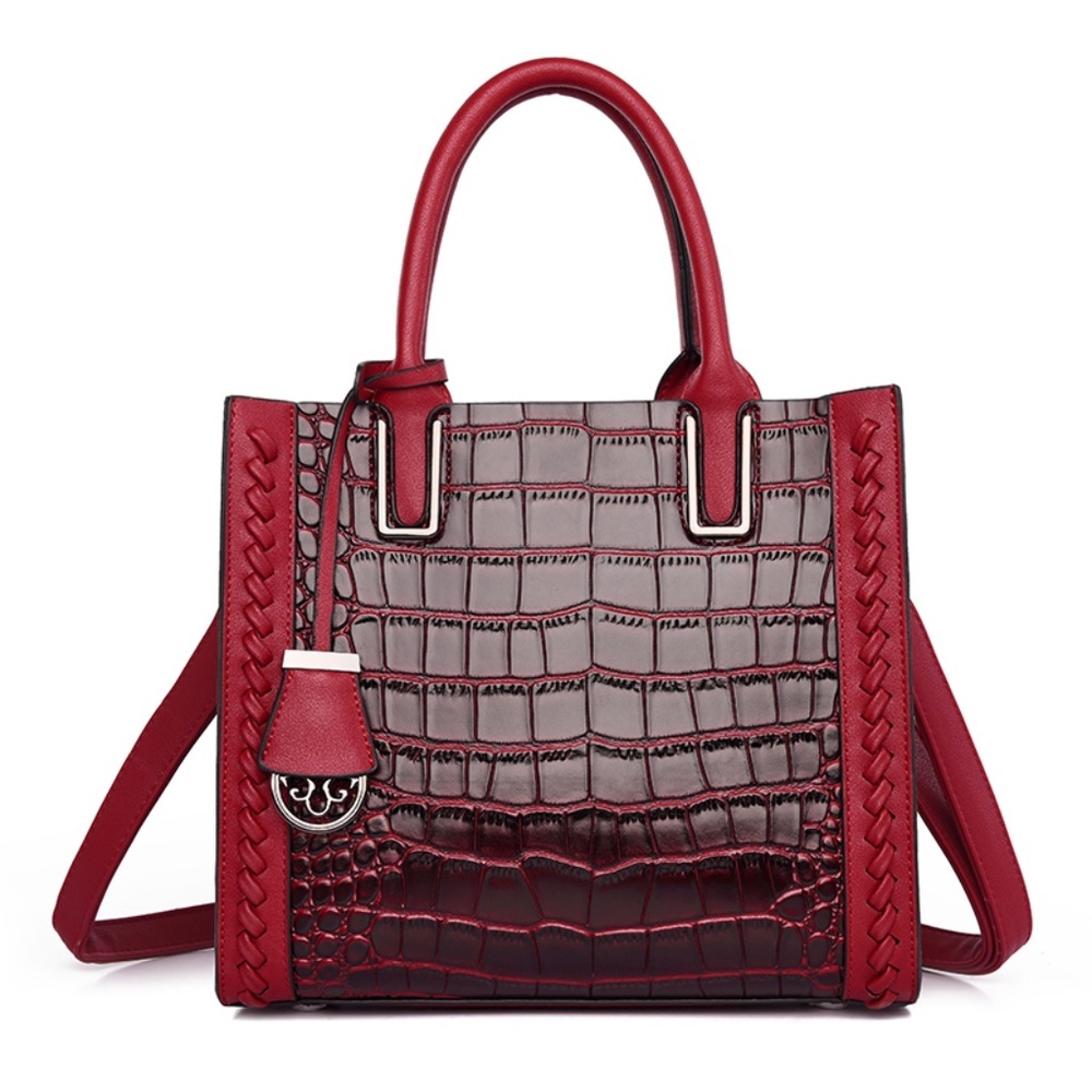 Burgundy Vegan Leather Shoulder Bag